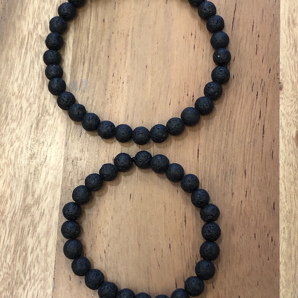 8 mm Lava stone bracelet on black stretchy string